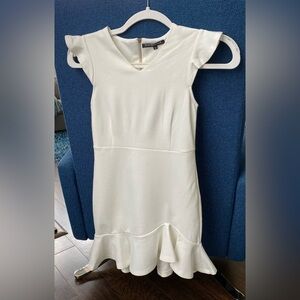 Miss Behave White Ruffle Hem Girl’s Dress